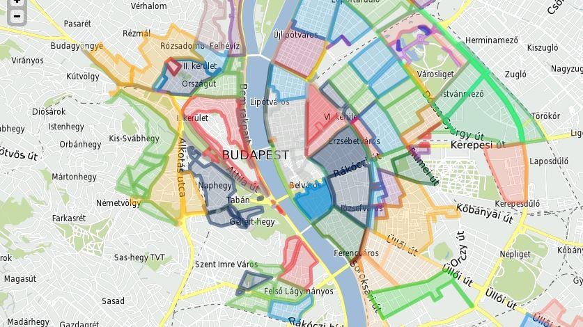 bílastæði svæði búdapest kort