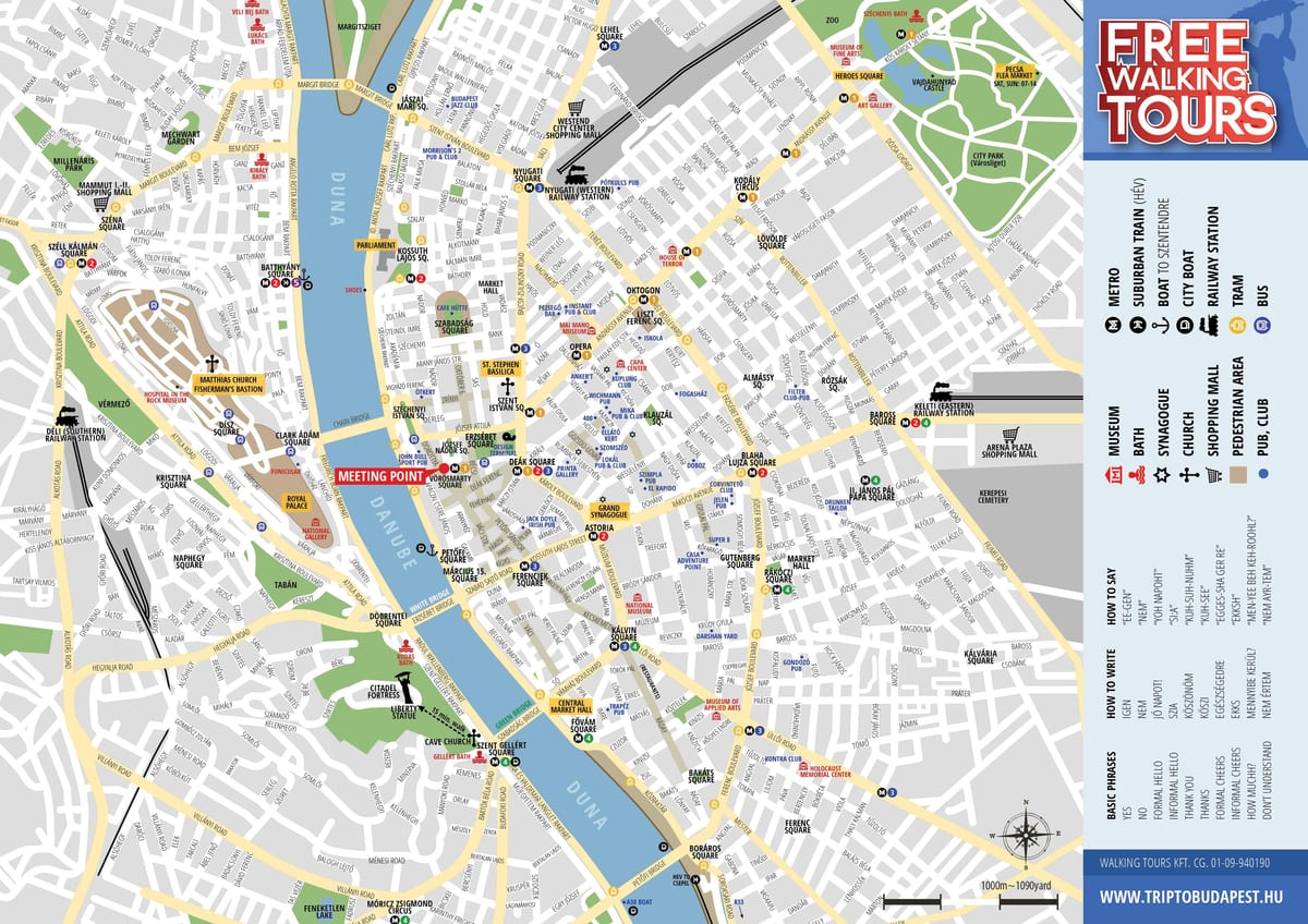 kort af búdapest gangandi