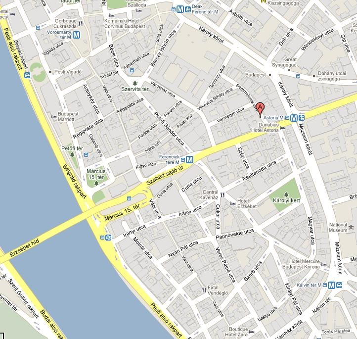 kort af búdapest gistiheimilinu