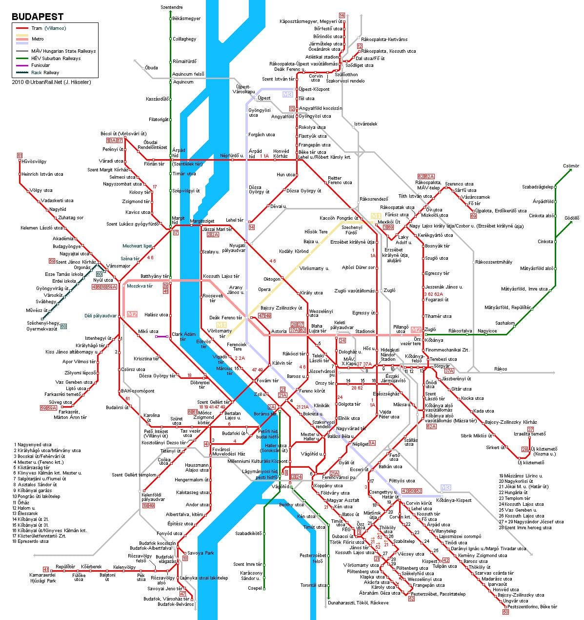búdapest járnbraut kort