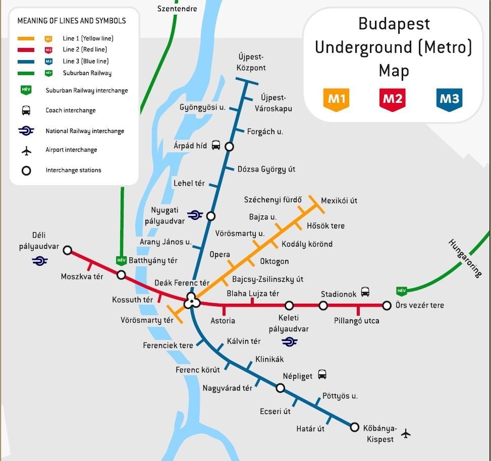 metro kort búdapest ungverjaland