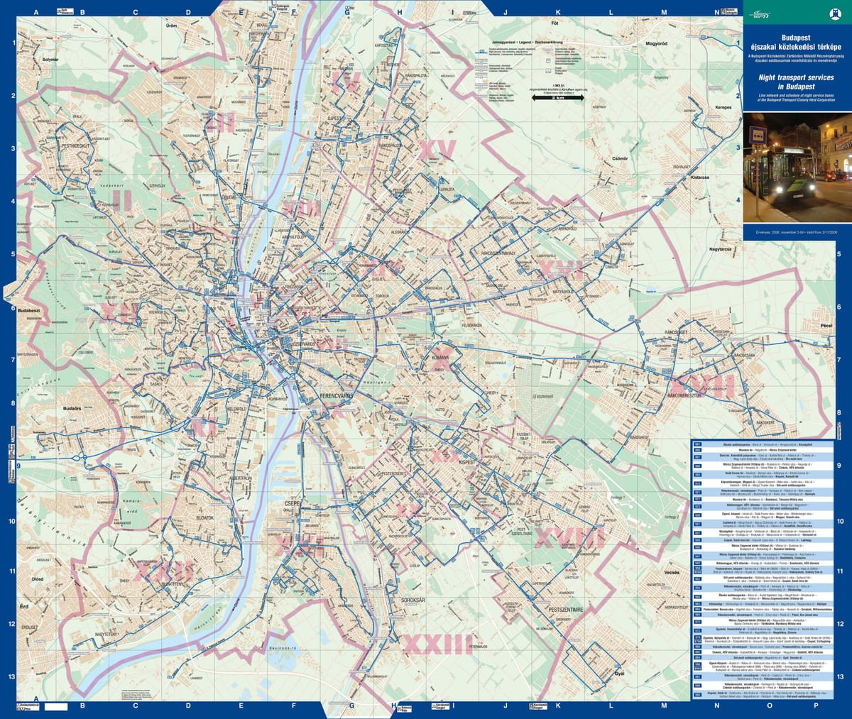 búdapest nótt strætó kort