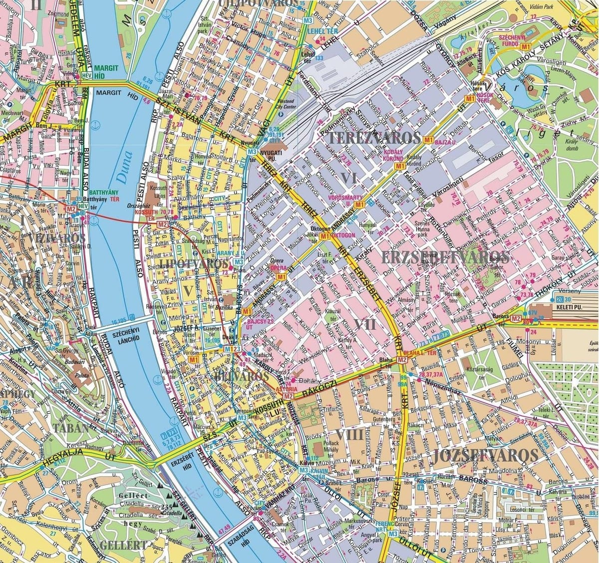 kort af hverfum í búdapest