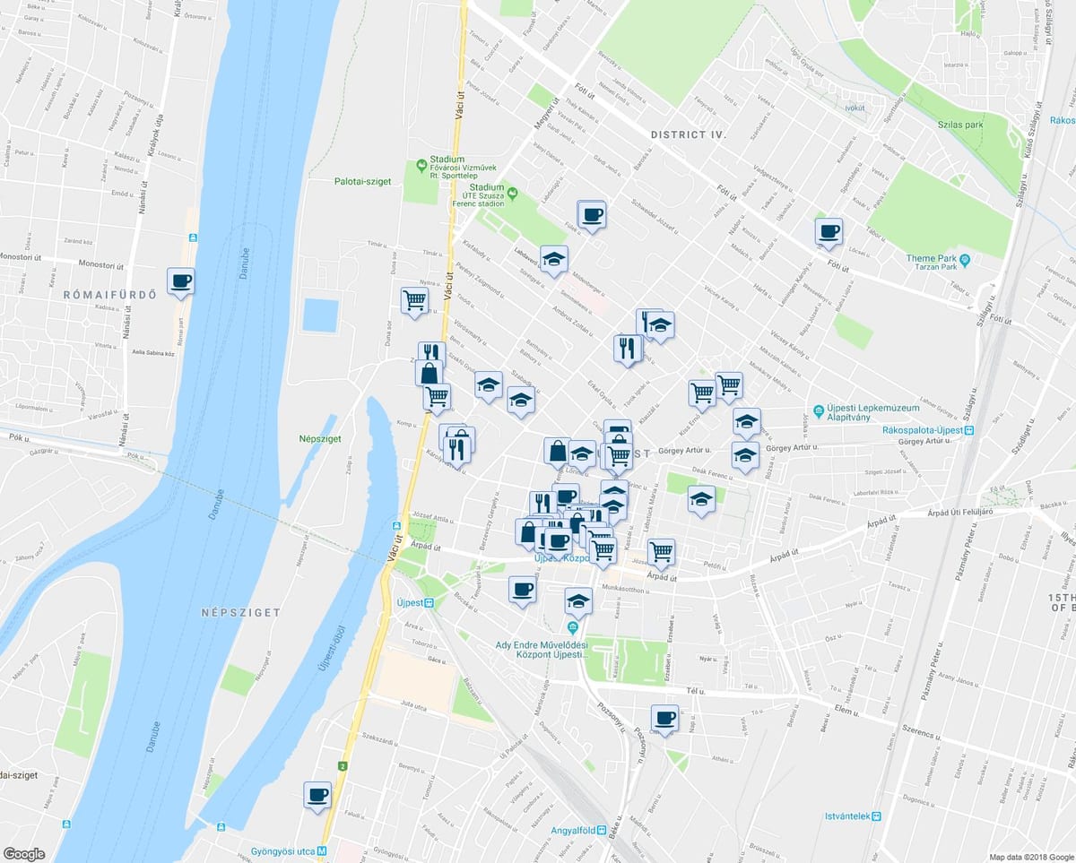 kort af búdapest veitingastöðum