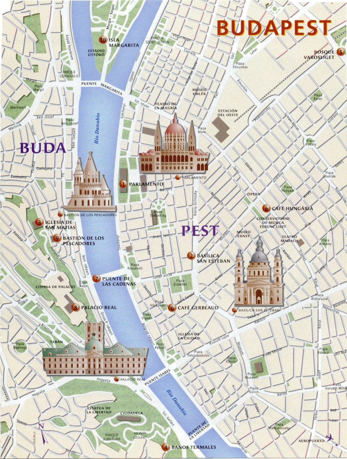 búdapest kennileitum kort