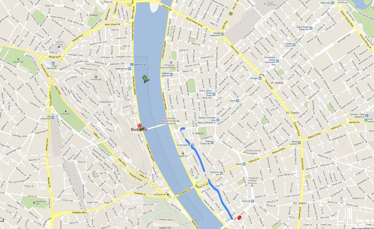 kort af vaci götunni búdapest