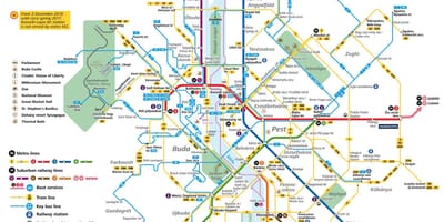 Kort af búdapest almenningssamgöngum
