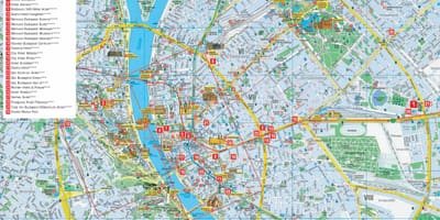 Búdapest borg ferðamaður kort
