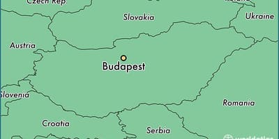 Kort af búdapest og nærliggjandi löndum