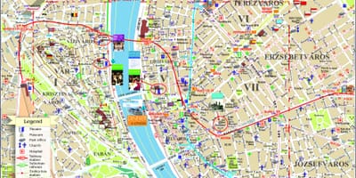 Búdapest efstu aðdráttarafl kort