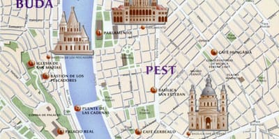 Búdapest kennileitum kort